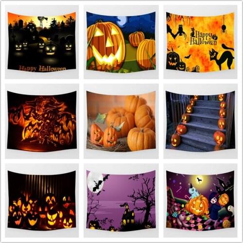 Halloween Style Tapestry Pumpkin Pattern Scary Abstract Wall Hanging Background Decor Dirt-resistant Functional Table Cloth