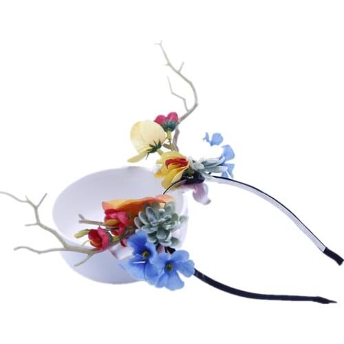 Halloween Cosplay Headband Flowers Maleficent Horns Headwear Black Queen Devil Horns Movie Party Costume Props Accessory Adults