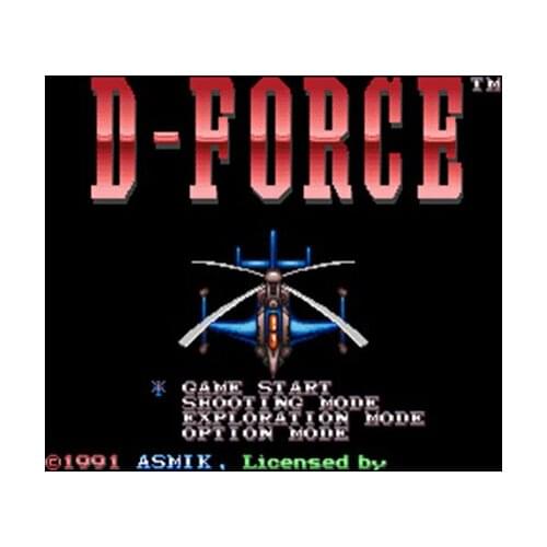 D-Force NTSC Version 16 Bit 46 Pin Big Gray Game Card For USA Game Players