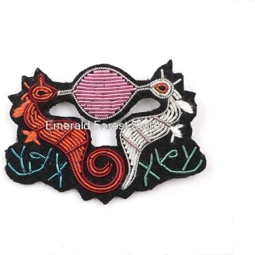 Indian silk love hippocampus cartoon fun brooch