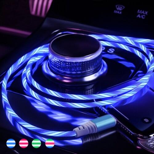 1M LED Luminous USB Type-c Cable Fast Charge Kabel for IPhone Samsung Micro USB Mobile Phone Charger Cables 3A USB-C Cabo Wire