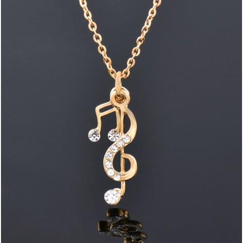 KIOOZOL Romantic Music Style Musical Note Pendant Rose Gold Silver Color Choker Necklace For Women Party Jewelry 488 KO5