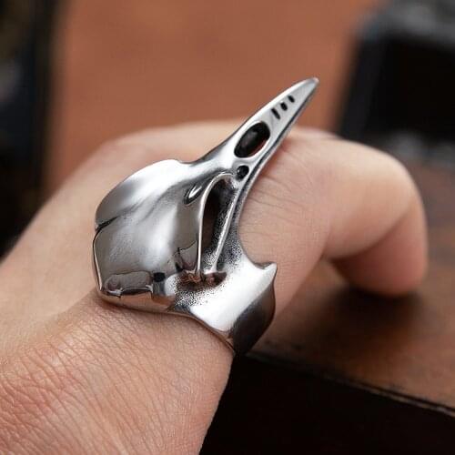 Viking Crow Skull Ring Men Women Gold Black Silver Color Stainless Steel Biker Animal Ring Punk Gothic Nordic Amulet Jewelry