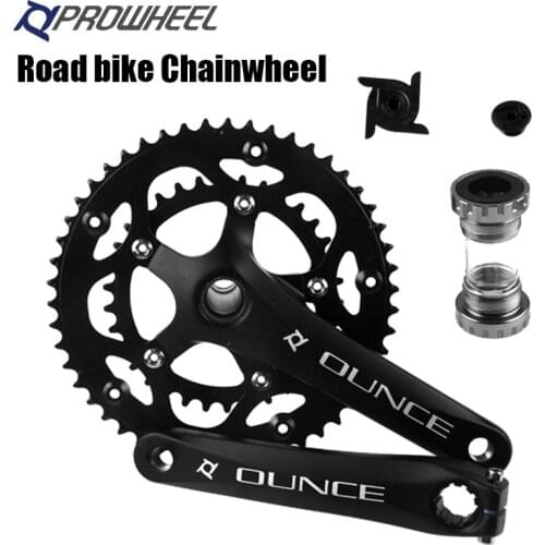 PROWHEEL Road Bike Hollow Double Sprockets Crankset 50T-34T 53T-39T 170mm Crank 110/130 BCD Bottom Bracket Chainwheel Axis Parts