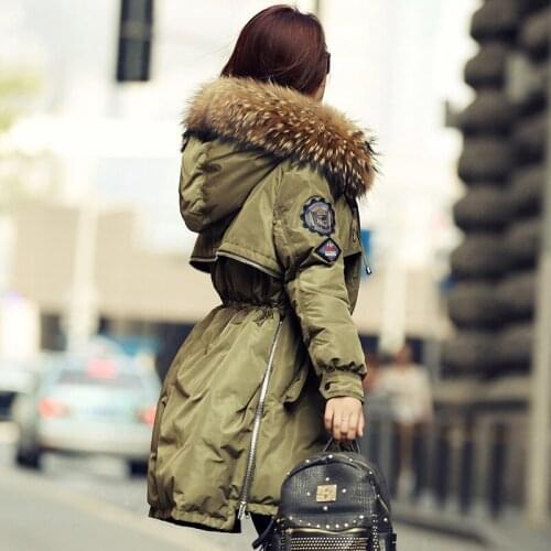 Winter New Jacket Women Winter Coat Raccoon Fur Womens Clothing Medium-Long Down Coat Slim Warm Jacket Coat High Quality YYJ13 s