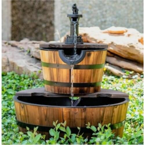 Solid wood walnut fountain barrel bird bath oak wood real solid mounted decorative barrel natural authentic healthy A Quality