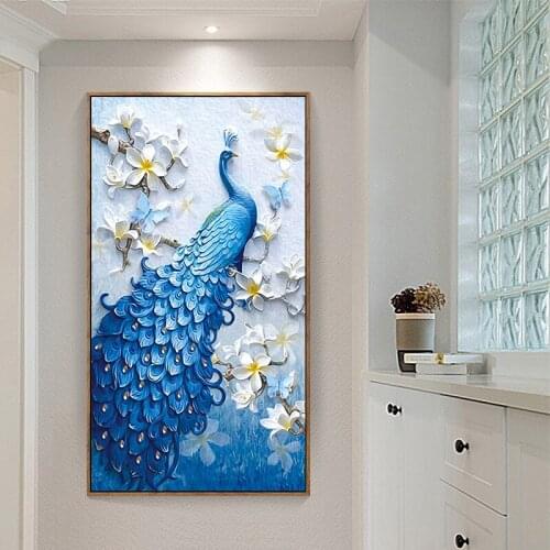 Art Full Drill Glue Poured Canvas Home Decor 5D Special Shaped Diamond Painting Kit Peacock Orchid Mosaic Dotz Embroidery