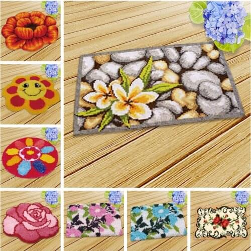 Bloom Flower Latch Hook Rug Kits Carpet Embroidery Set Needlework Knitting Nature Bedroom Carpet Latch Hook Kit knooppakket DIY