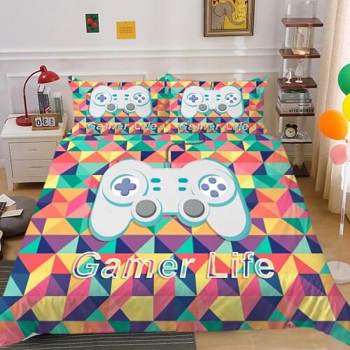Gamer Duvet Cover Set Queen Size Cartoon Bedding Sets Boys Girls Bed Set Game Handle Xbox Quilt Covers Home Textile