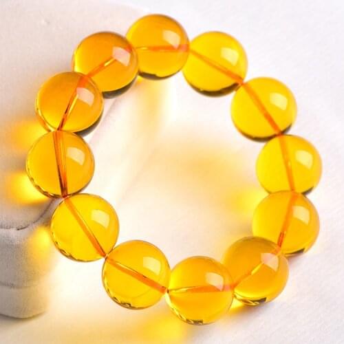 Natural Baltic Golden Amber Elastic Bracelet Men Women Real Pure Ambers Round Stone Beads Beaded Strand Bracelets Fine Jewelry