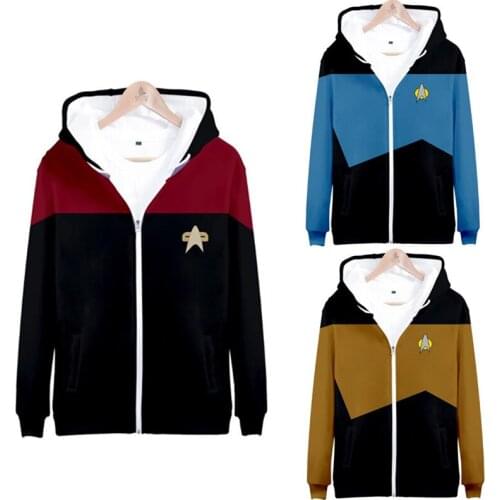 New Star Falle Star Trek Loose Adults Zipper Hoodie Long Sleeve Streetwear Coat Cosplay Sweatshirt Unisex Coat Pullover Hooded