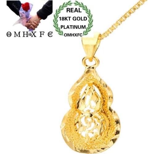 OMHXFC Wholesale European Fashion Woman Man Unisex Party Birthday Wedding Gift Hollow Calabash 18KT Real Gold Charm Pendant PN30