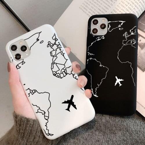 World Map Pattern Couple Case For iPhone 12 mini 11 Pro 11Pro XR X XS Max Popular Plan TPU Cover For iPhone 8 7 6 6SPlus SE 2
