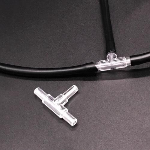 10pcs/lot 4mm 3 ways Plastic Aquarium Fish Tank Air Pump Connector T Shaped Connector Control Valve Air Pipe Tubes Accessories