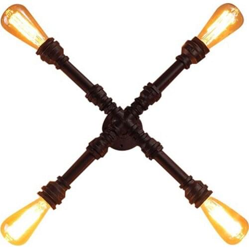 Industrial Metal Tube Study Room Ceiling Lamp Vintage Country Restaurant Ceiling Light American Dining Room Ceiling Lighting