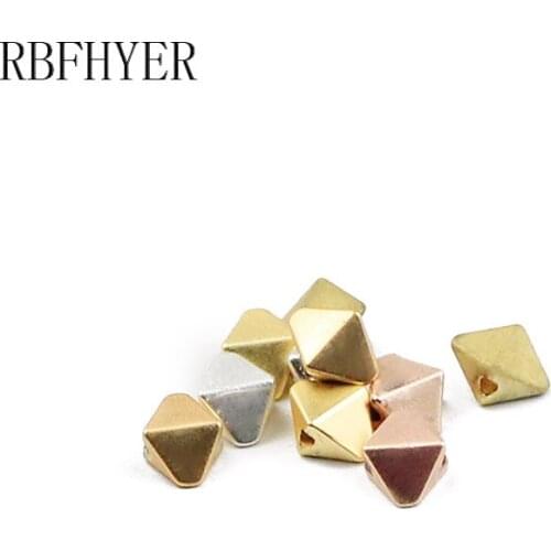 RBFHYER 6*5mm Natural Stone Hematite Matte Prismatic/Rhombus Spacer Loose Beads For Jewelry Making DIY charms Bracelets