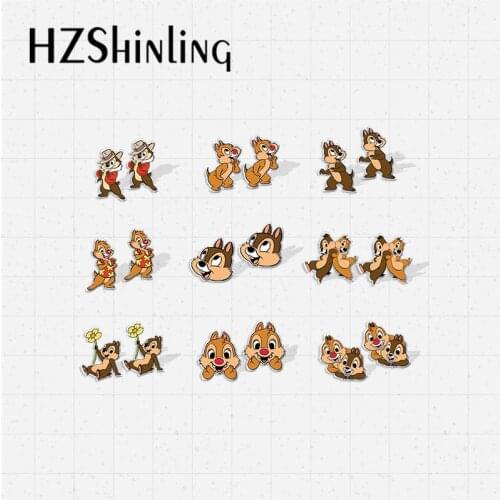 2021 New Arrival Chip and Dale Kawaii Squirrel Animals Characters Handcraft Epoxy Acrylic Stud Earrings