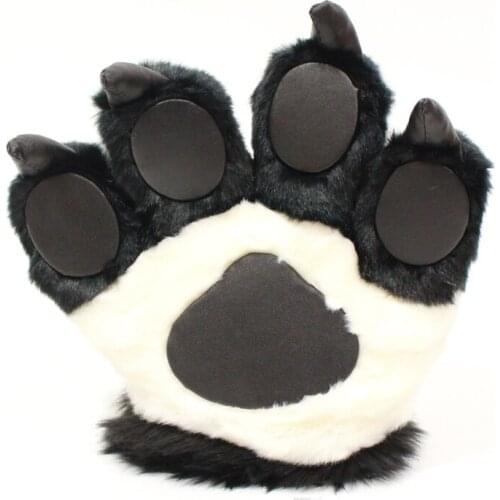 Cute Simulation Panda Paw Plush Gloves Fluffy Animal Stuffed Toy Cosplay Mittens M89E