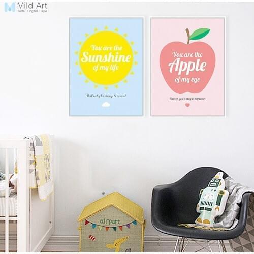 Modern Minimalist Sunshine Apple Love Typography Quotes Art Print Poster Wall Picture Canvas Painting Gift For Friend Home Decor