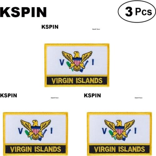 US. Virgin Islands Rectangular Shape Flag patches embroidered flag patches national flag patches for clothing DIY Decoration
