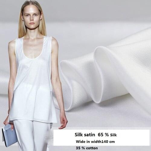 Silk and cotton fabric 16 pure white satin coat lining fabric pajamas summer clothing fabric