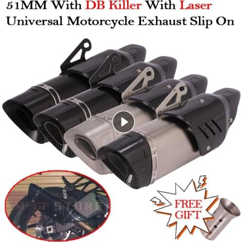 51MM For R3 R6 TRK502C Z800 CB600 GSX-S750 Slip On Universal Modified Motorcycle Exhaust Escape DB Killer Imitation Carbon Fiber