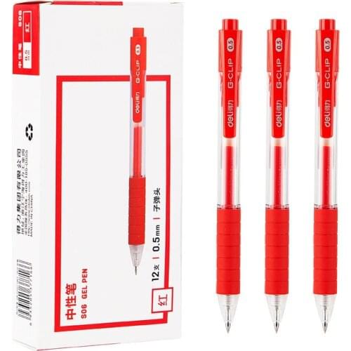 Retractable Gel Pen 0.5mm Red Ink Ball Pen Color Student Ballpoint Pens Smooth Writing Fashion School Office Supplies Stationery