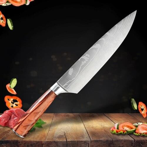 XYj Kitchen knife Chef Knives 8 inch Japanese High Carbon Stainless Steel Cleaver Vegetable Santoku Knife Utility Slicing Tool