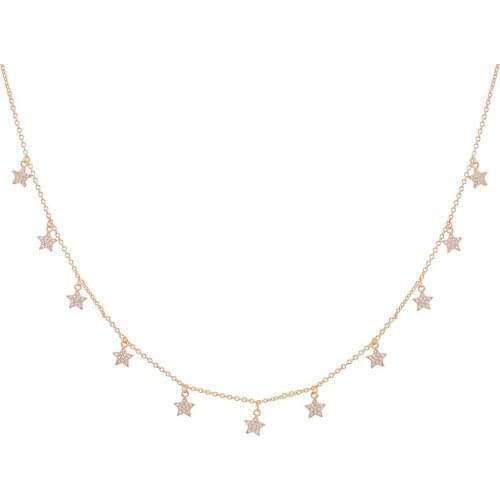 AAA Cubic Zirconia Stars Drop Necklace For Women Gold Color Choker Necklace Gift For Girlfriend Fashion Jewelry Wholesale 2019