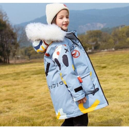 Girls Winter Jackets Duck Down Coat for Boys Kids Outerwear Snow Wear Big Fur Hooded Children Parkas Clothes Teenagers Overcoat