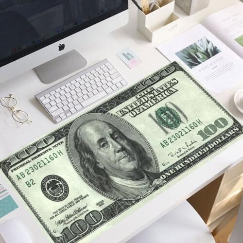 100 Dollars Banknotes Pattern Printing Mouse Pad Novelty Ideas Gift Overlock Dese Mat Large USD Mausepad 900x400mm mouse pad mat