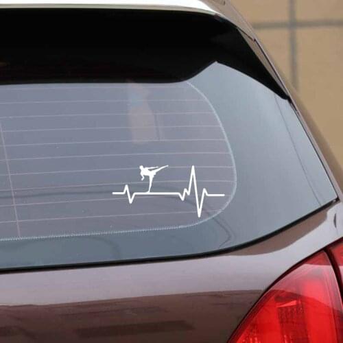 16.8CM*7.8CM Karking Kickboxing Glove Man Heartbeat Vinyl Black/Silver Car Sticker C22-1216