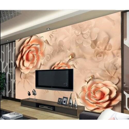 3d wallpaper rose peony flower retro Phnom Penh TV backdrop bedroom photo wall paper 3d