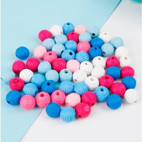 DIY 50PCS Natural Ball Round Thread Wooden Spacer Beads Eco-Friendly Mixed Color Wood Beads Lead-Free Wooden Balls 14*14mm