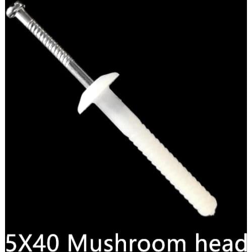 5x40 Nylon Nail in Mushroom/Round Head Anchors 100pcs/pack