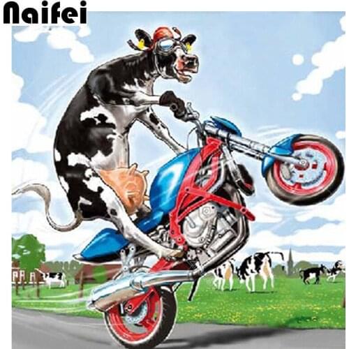 Embroidery Motorcycle 5D DIY Diamond Painting Cartoon Cows Diamond Mosaic Full Square/Round Drill Picture Of Rhinestones