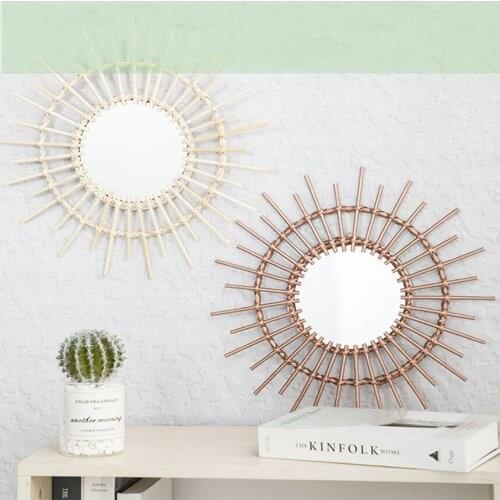 Nordic Dressing Bamboo Decoration B & B Hotel Rattan Simple Hanging Wall Bedroom Living Room Hanging Wall Decoration Wall Mirror