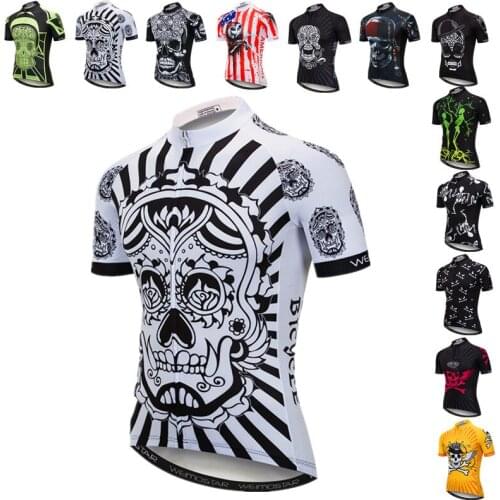 Werimostar White Skull Bike Jersey Top 2021 Pro Mountain Cycling Jersey Shirt Quick Dry Bicycle Clothes Breathable Cycling Wear