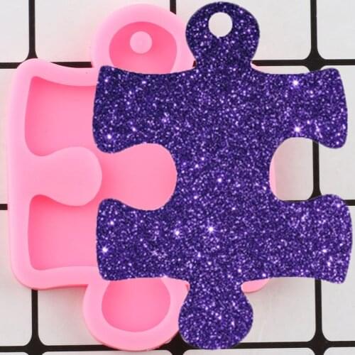 Shiny Puzzle Silicone Mold Craft Custom Keychain Jewelry Making Epoxy Resin Molds DIY Handmade Charms Mould