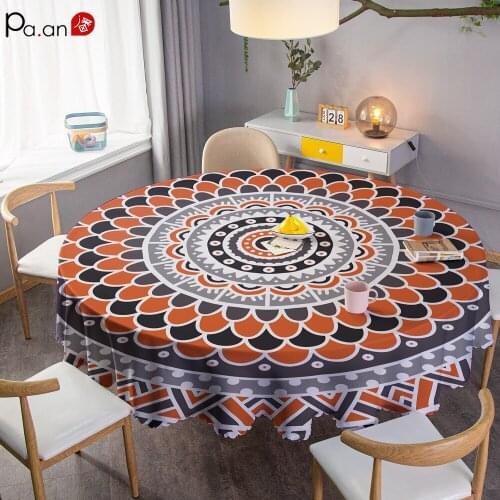 Bohemian Snowflake Satin Round Tablecloth Hotel Restaurant Waterproof Table Cover Home Decoration Machine Washable Non-fading