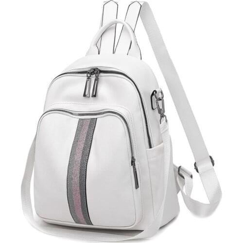 Brand luxury ribbon backpack 2019 new PU leather waterproof bag college style young student bag white famous designer design