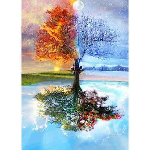 CraftArtGo 5D DIY Diamond Embroidery Moon tree Full Square Round Rhinestone Mosaic Painting Cross Stitch Flowers Diamond Kit