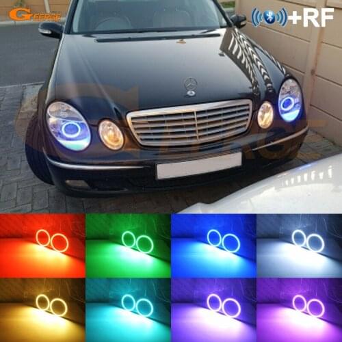For Mercedes Benz e class w211 RF BT App Remote Control Multi-Color Ultra bright RGB LED Angel Eyes halo rings Day Light