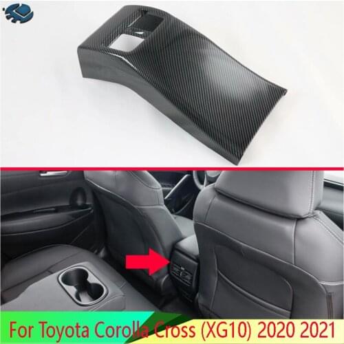 For Toyota Corolla Cross (XG10) 2020 2021 Car Accessories Carbon Fiber Style Plated Armrest Box Rear Air Vent Frame Trim Cover