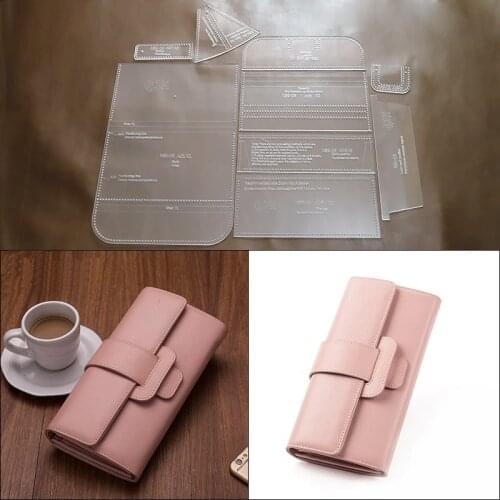 Elegance Leather Long Acrylic Template Ladies Wallet Making Stencil DIY Handmade Bag Leather Craft Pattern Supplies