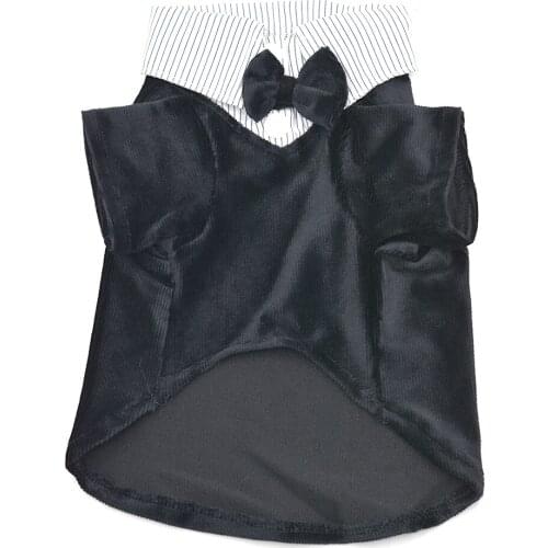 ETHIN New Dog pet cat clothes puppy Coat Dog Western Shirt small Dog Clothes Dog Shirt with Wedding Tie Black color Supplies