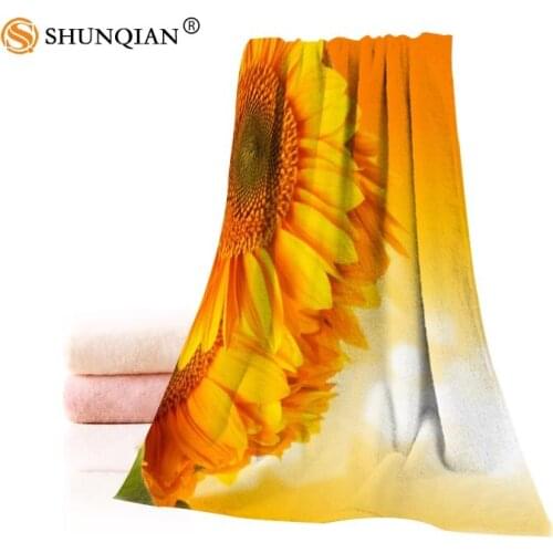 Hot Custom Sunflower Towel Printed Cotton Face/Bath Towels Microfiber Fabric For Kids Men Women Shower Towels A7.24-1