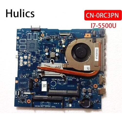 Hulics Original CN-0RC3PN 0RC3PN RC3PN laptop motherboard For DELL Inspiron 5558 LA-B843P SR23W I7-5500U DDR3 Mainboard heatsink