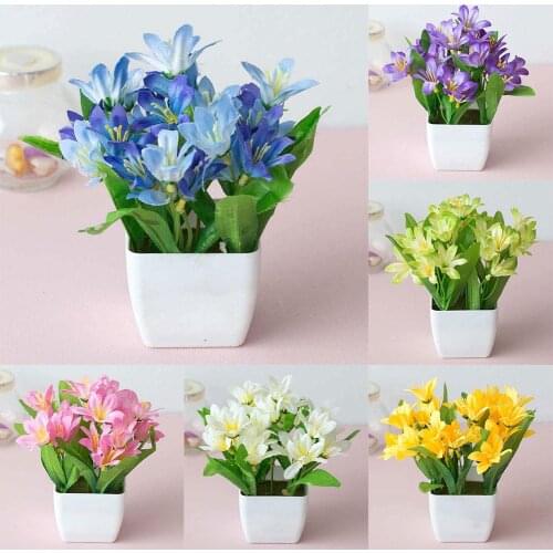 Artificial Lily Flower Plant Home Garden Office Cafe Wedding Party artificial flower Holiday Decoration Home Decor Bonsai