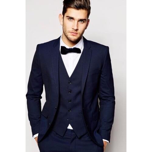 JELTONEWIN Costume Homme 2021 Men Suits For Wedding Business Casual Navy Blue Suit Groom Tuxedo 3 Piece Slim Fit Terno Masculino